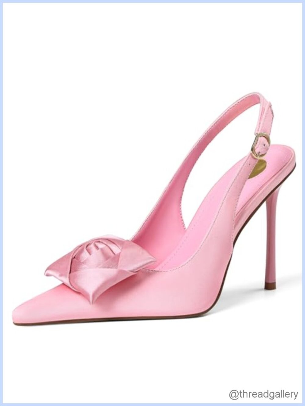 Women Slingback Stiletto Heels Pointed Toe Buckle Floral Knot Pumps Dressy